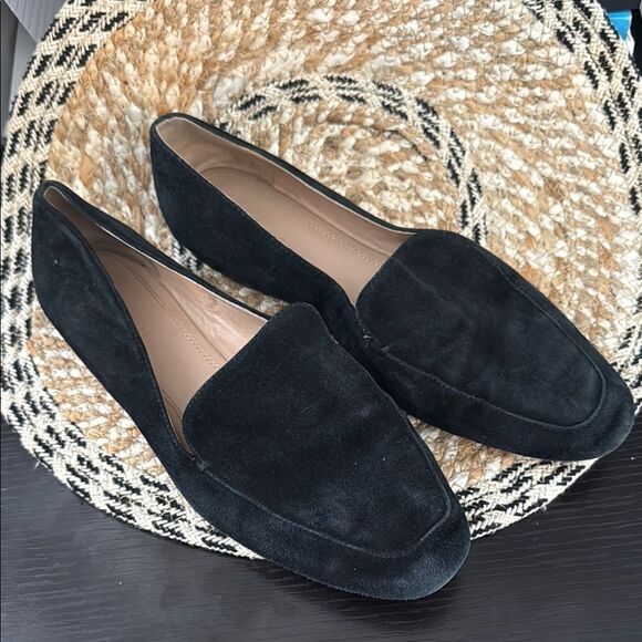 Nordstrom Signature Black Suede Loafers Flats 9 Minimalist Slip-On Leather Shoes - Picture 2 of 9